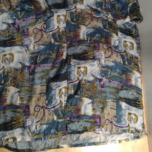 Vintage Robert Stock Abstract Pattern Silk Shirt - Picture 3 of 8